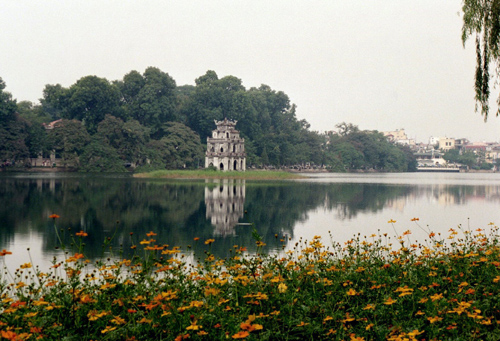 Pagoda on Lake Hoan Kiem