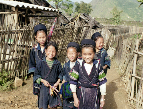 Black Hmong girls in remote village